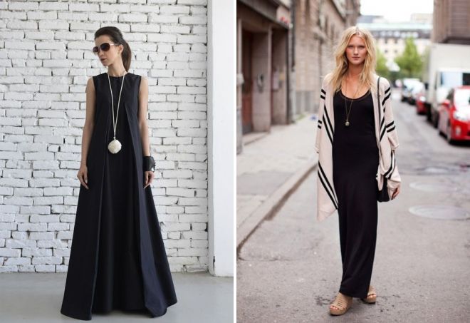 длинный черный сарафан