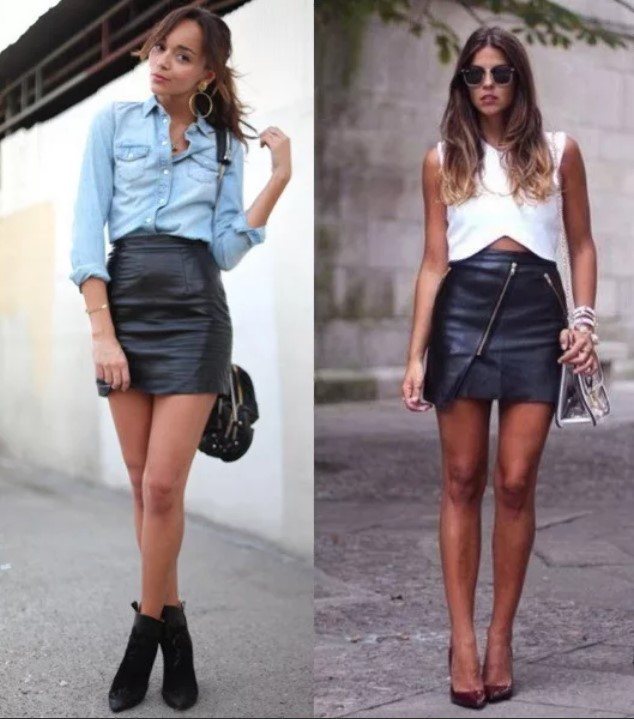 мини юбка кожа