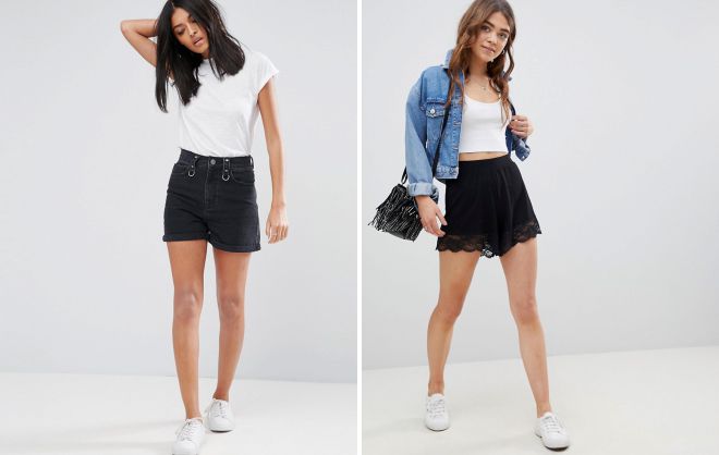 модные черные шорты